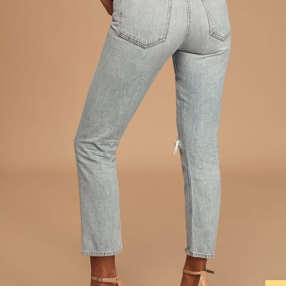 Agolde Light Blue Riley Ripped Jeans 25 - Picture 2 of 5